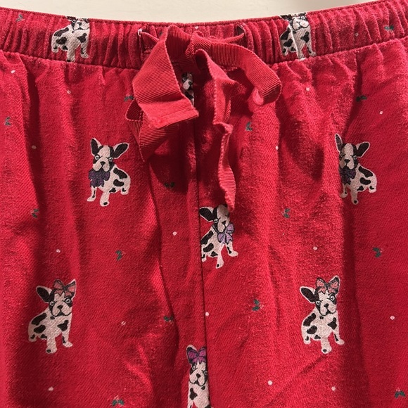 Loft womens drawstring wide leg French Bulldog Pajama Print Pants size S red - Picture 1 of 12